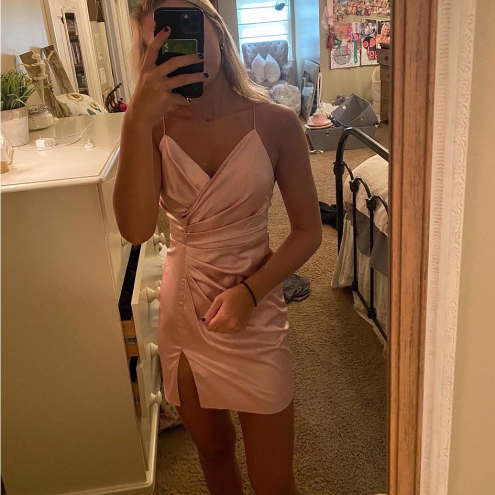 Revolve silk pink mini dress